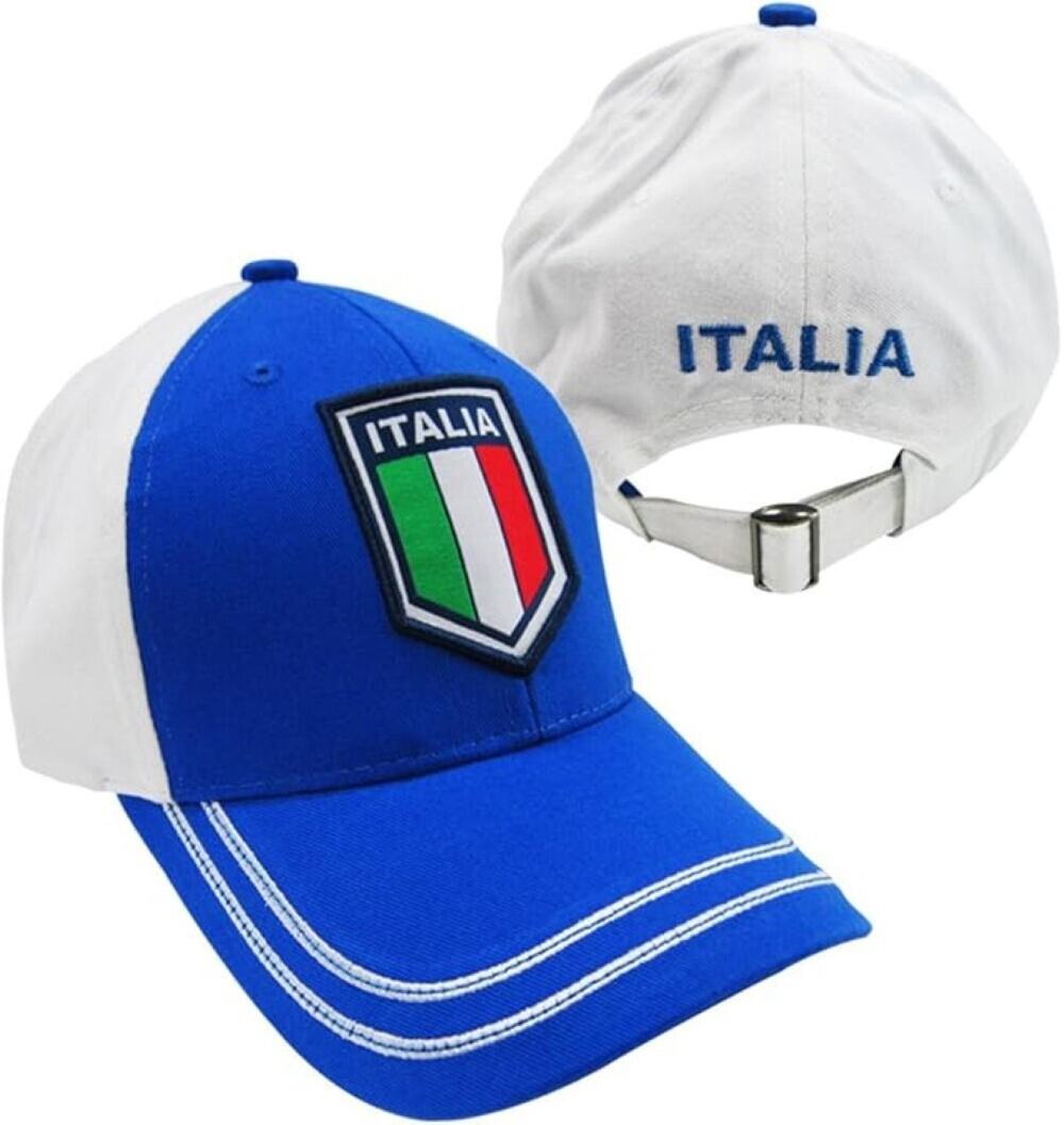 (Lot of 12) Italy Team Patch Blue/White Two Tone Bent Brim Adjustable Buckle Hat